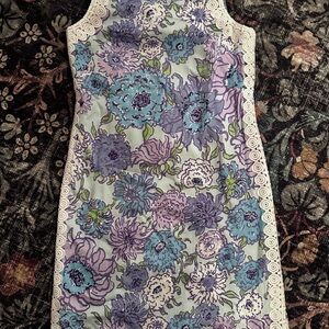Floral Lilly Pulitzer Marleigh Shift Sleeveless Dress with Lace Trim Size 4